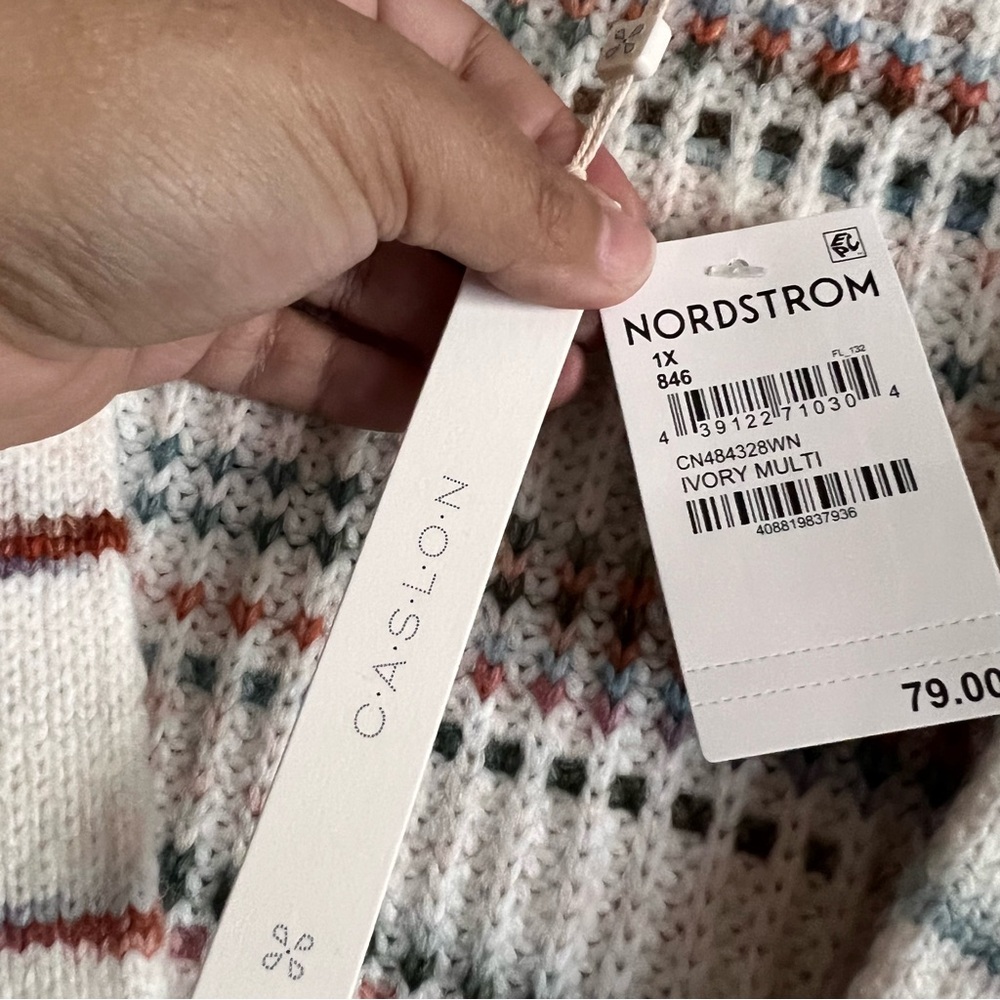 Caslon Nordstrom Cozy Multicolor Knit Cardigan Button Up Sweater Size 1X NWT - Picture 6 of 12